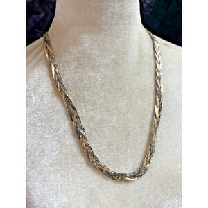 Vintage Premier Design Multi Metal Necklace Woven Braided Chain Necklace 23.5"